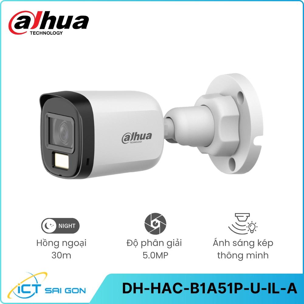 DAHUA DH-HAC-B1A51N-U-IL CAMARA TIPO BALA 5 MP SMART DUAL LIGTH SIN AUDIO IR 30 MTS